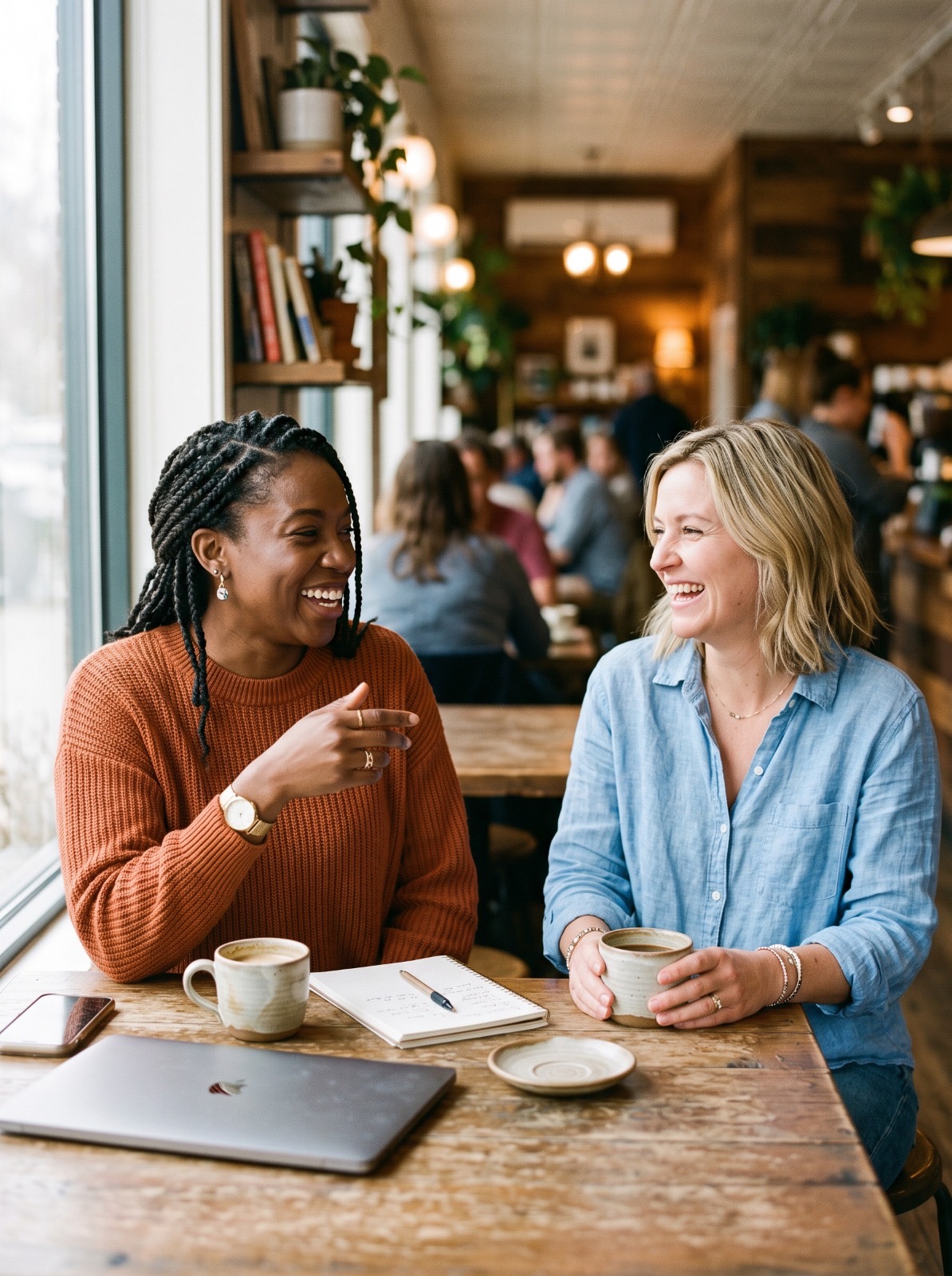 Two women in a consultation at a cafe