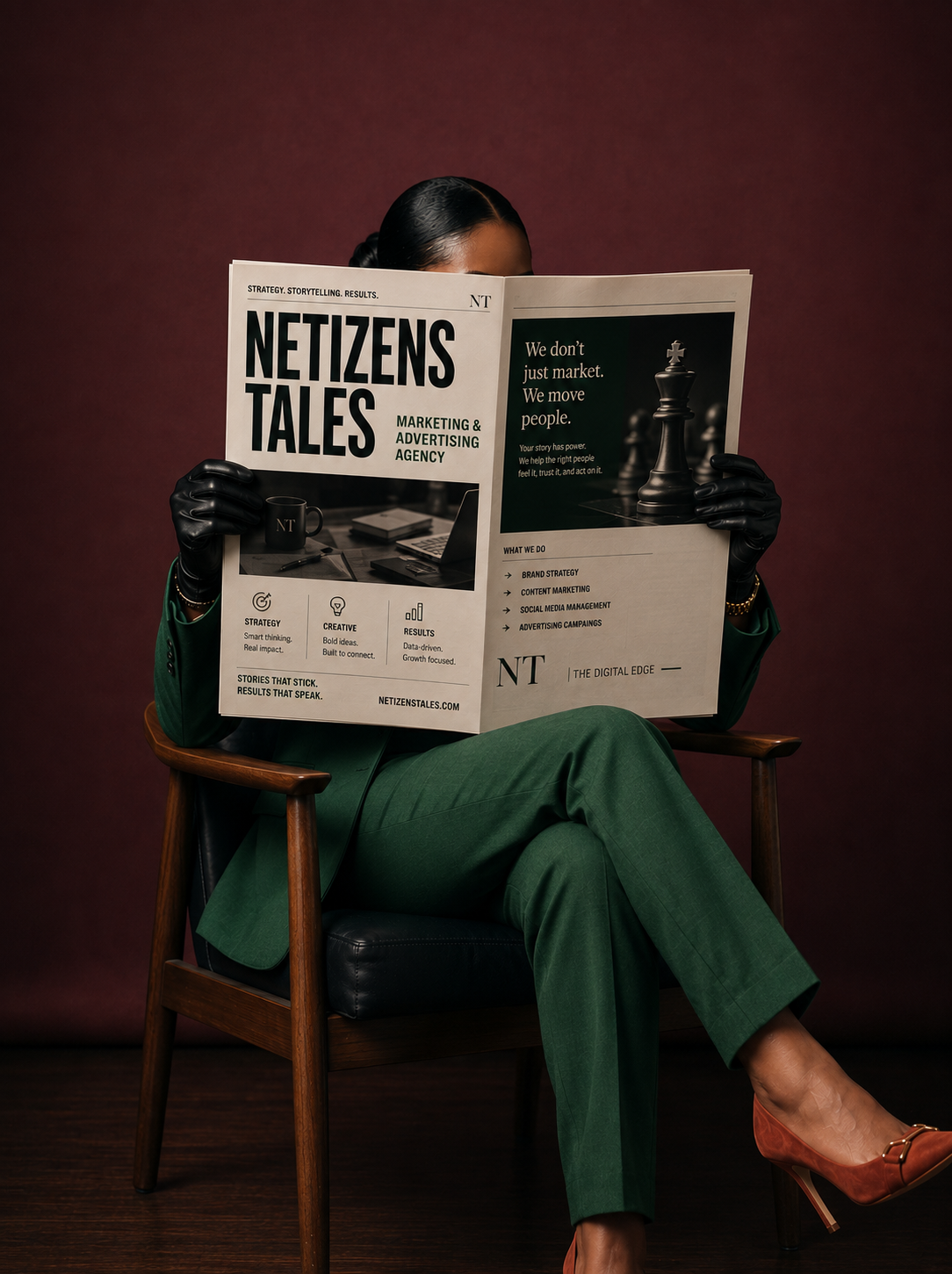 Reader holding a Netizens Tales newspaper