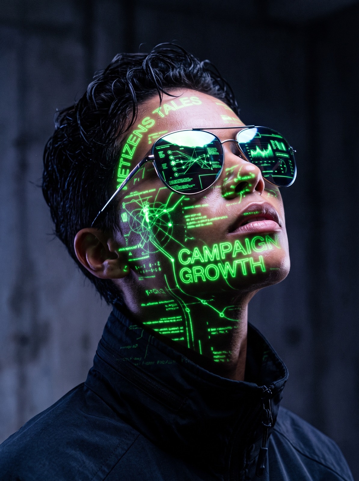 Portrait with lead-gen campaign data overlay
