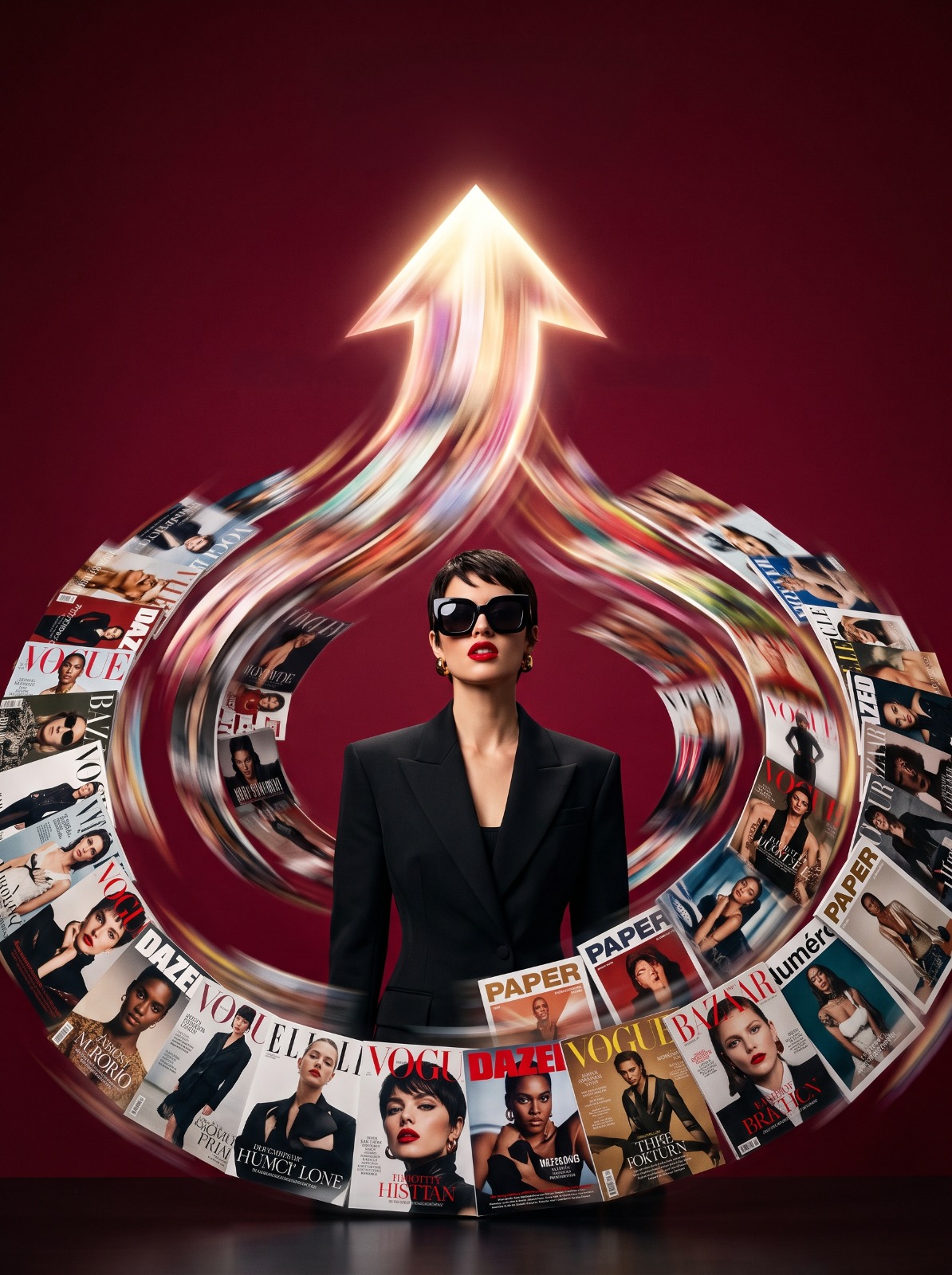 Editorial magazine covers rising like an arrow